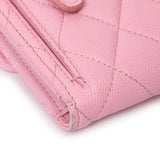 Chanel Pink Quilted Caviar Compact Flap Wallet