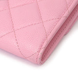 Chanel Pink Quilted Caviar Compact Flap Wallet