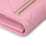 Chanel Pink Quilted Caviar Compact Flap Wallet