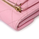 Chanel Pink Quilted Caviar Compact Flap Wallet