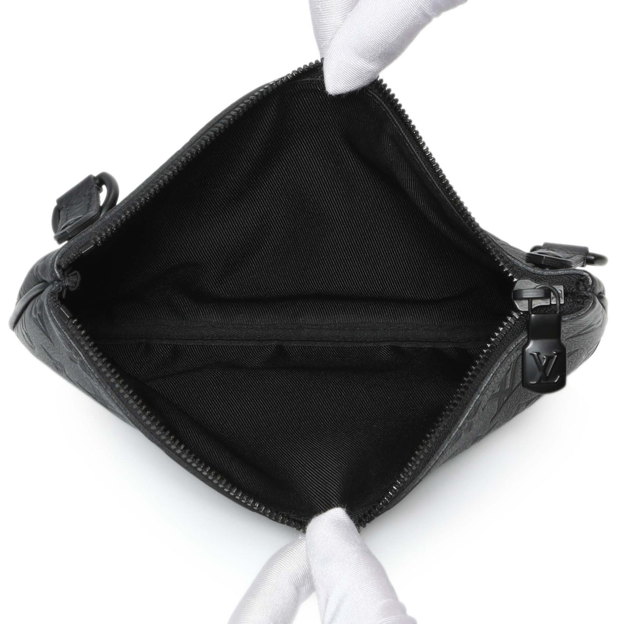 Louis Vuitton Black Calfskin Shadow Monogram Trio Messenger Handbags Louis Vuitton