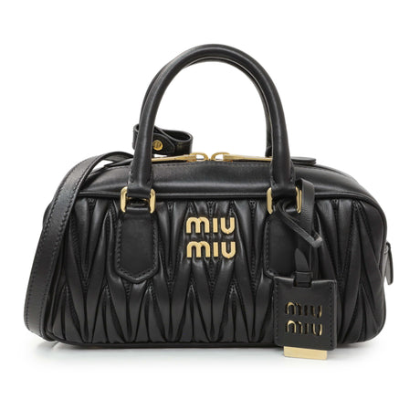 Miu Miu Black Nappa Leather Arcadie Matelasse Bag Handbags Miu Miu