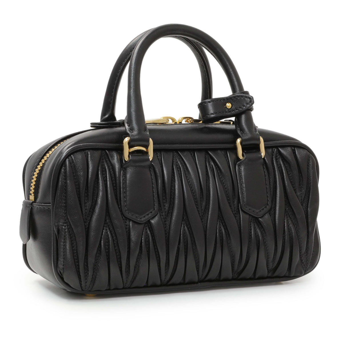 Miu Miu Black Nappa Leather Arcadie Matelasse Bag Handbags Miu Miu