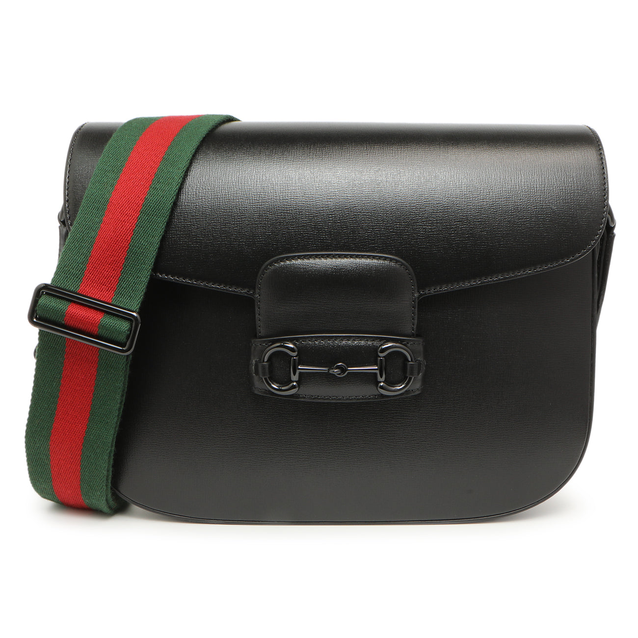 Gucci Black Azalea Calfskin Web Monochrome Horsebit 1955