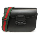 Gucci Black Azalea Calfskin Web Monochrome Horsebit 1955 Shoulder Bag