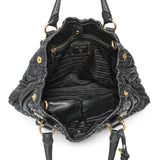 Prada Black Nappa Leather Gaufre Tote Handbags Prada