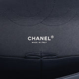 Chanel Blue Chevron Quilted Patent Jumbo Classic Double Flap