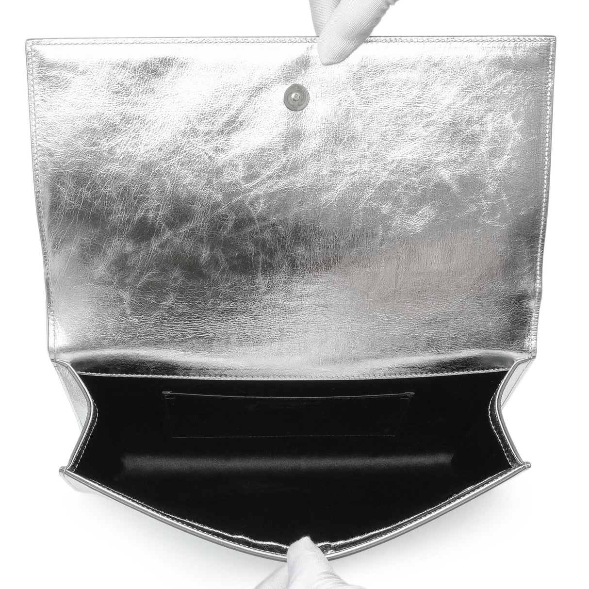 Saint Laurent Metallic Silver Belle De Jour Large Clutch