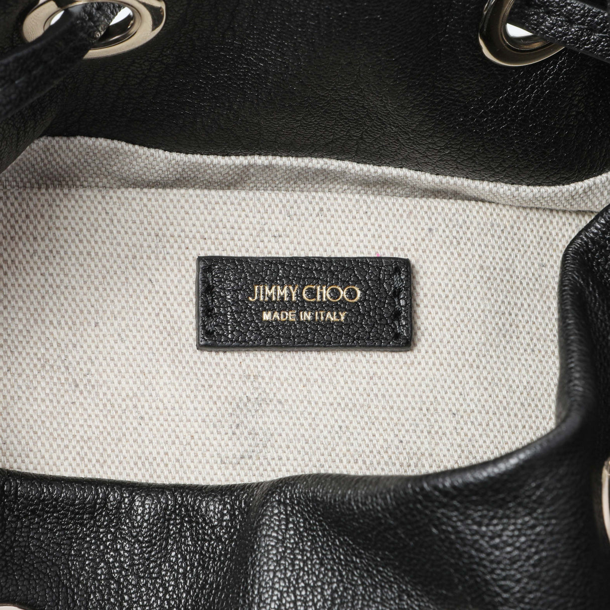 Jimmy Choo Black Nappa Leather Juno Solid Drawstring Bucket Bag Handbags Jimmy Choo