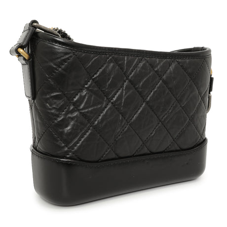 Chanel Black Quilted Aged Calfskin Small Gabrielle Hobo