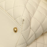 Chanel White Quilted Caviar Medium Coco Handle