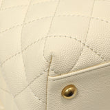 Chanel White Quilted Caviar Medium Coco Handle