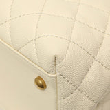 Chanel White Quilted Caviar Medium Coco Handle