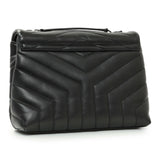 Saint Laurent Black Calfskin Y Quilted Monogram Small Loulou Chain Satchel