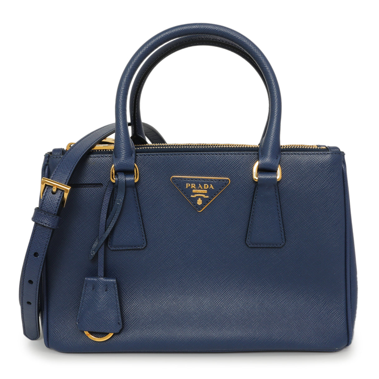 Prada Bluette Saffiano Small Galleria Double Zip Tote