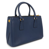 Prada Bluette Saffiano Small Galleria Double Zip Tote