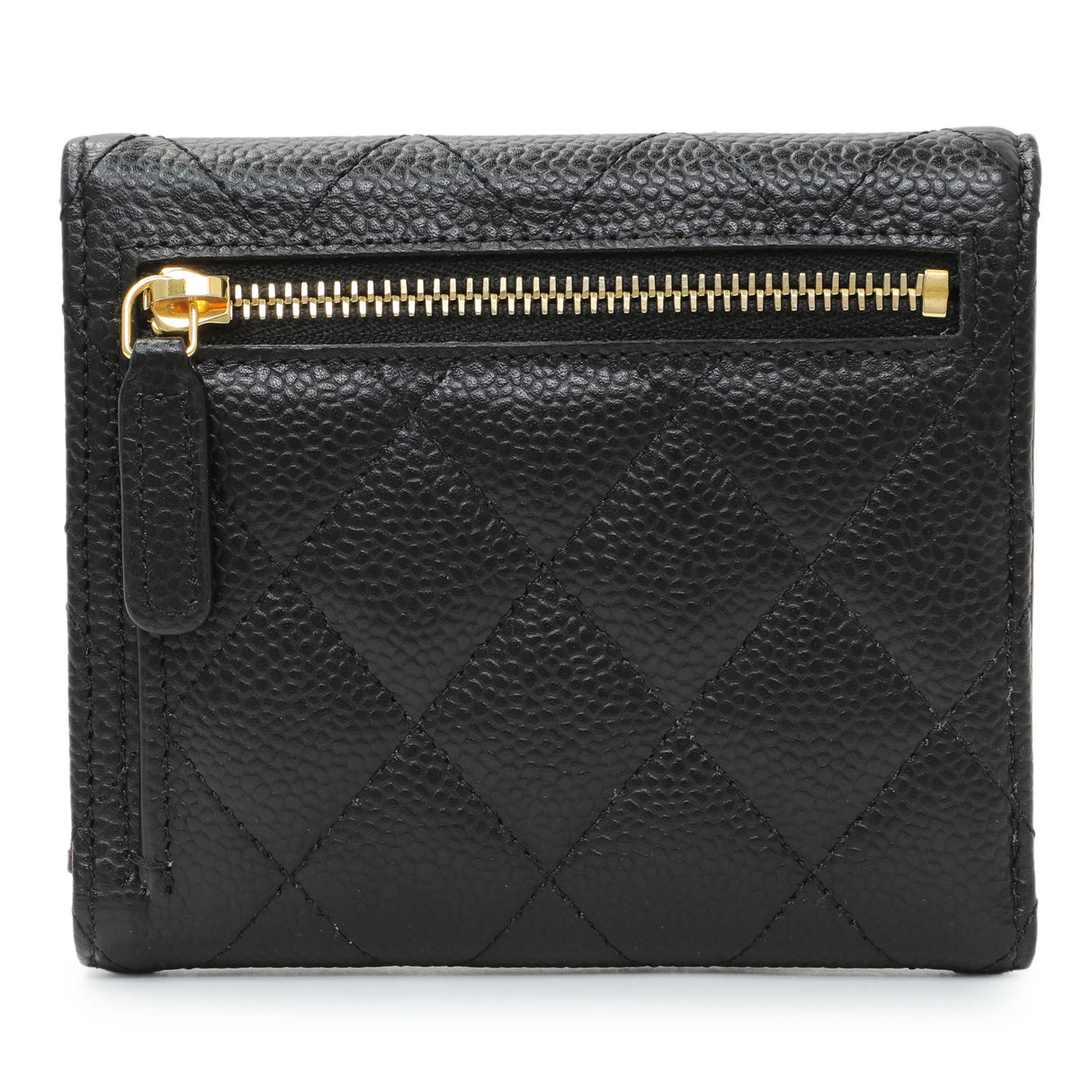 Chanel Black Quilted Caviar Compact Flap Wallet Accessories Chanel