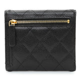 Chanel Black Quilted Caviar Compact Flap Wallet Accessories Chanel