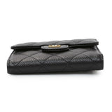 Chanel Black Quilted Caviar Compact Flap Wallet Accessories Chanel
