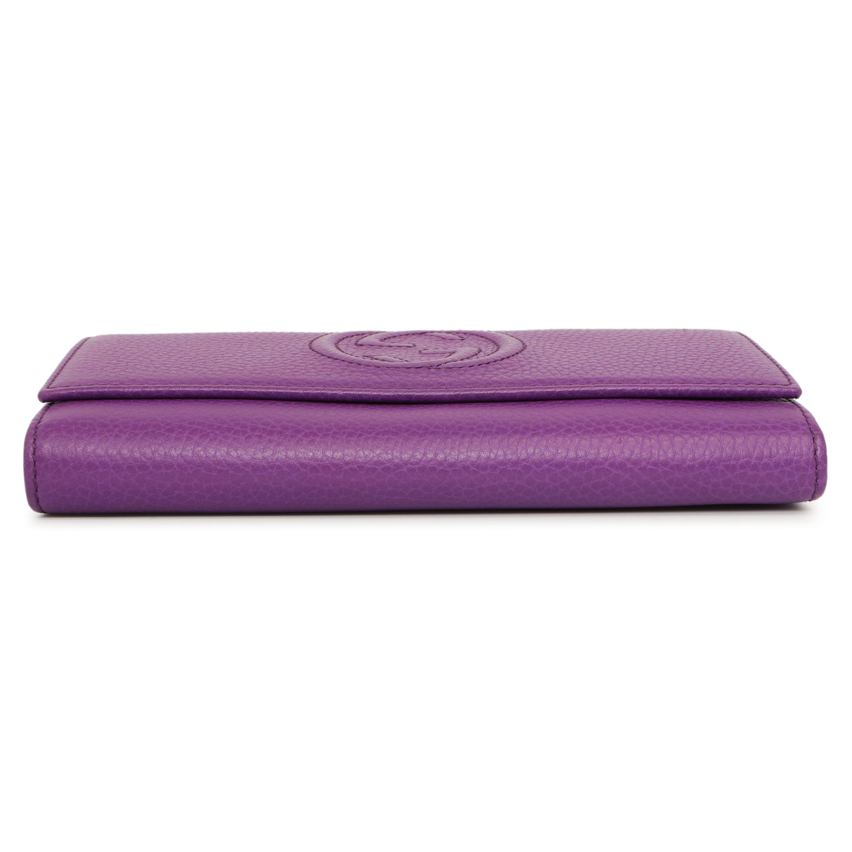 Gucci Purple Pebbled Calfskin Large Soho Continental Wallet