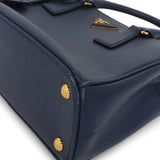 Prada Bluette Saffiano Small Galleria Double Zip Tote