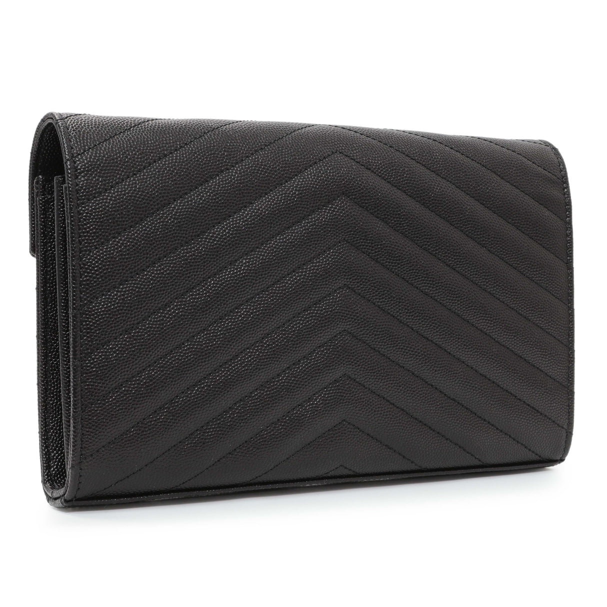 Saint Laurent Black Grain De Poudre Matelasse Chevron Monogram Chain Wallet Handbags Chanel