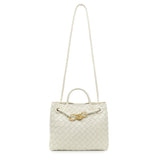Bottega Veneta White Nappa Intrecciato Small Andiamo Shoulder Bag Handbags Bottega Veneta