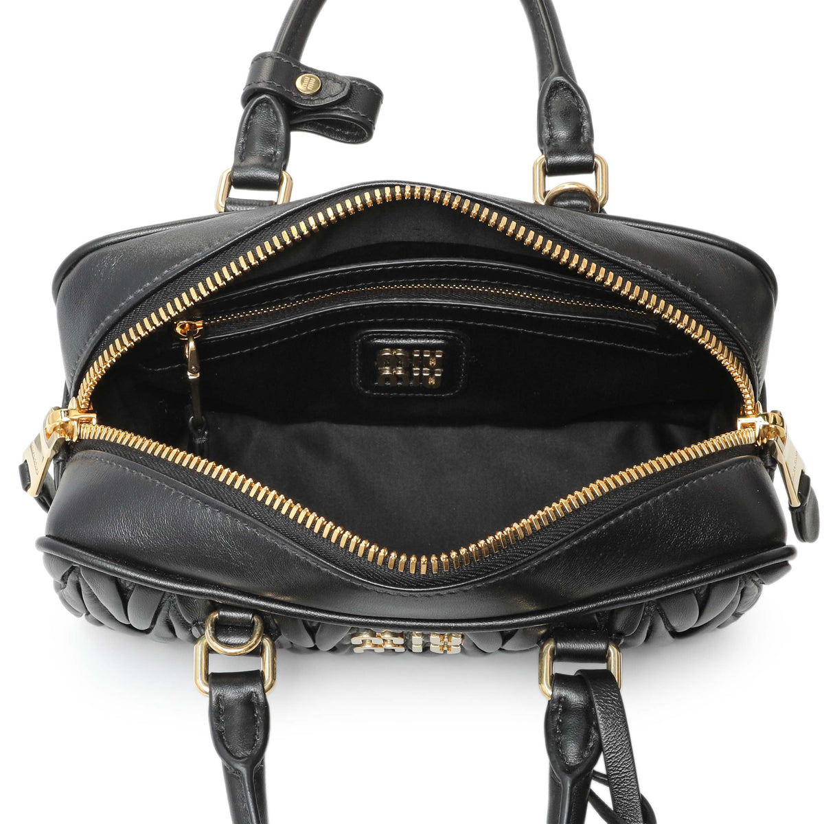 Miu Miu Black Nappa Leather Arcadie Matelasse Bag Handbags Miu Miu