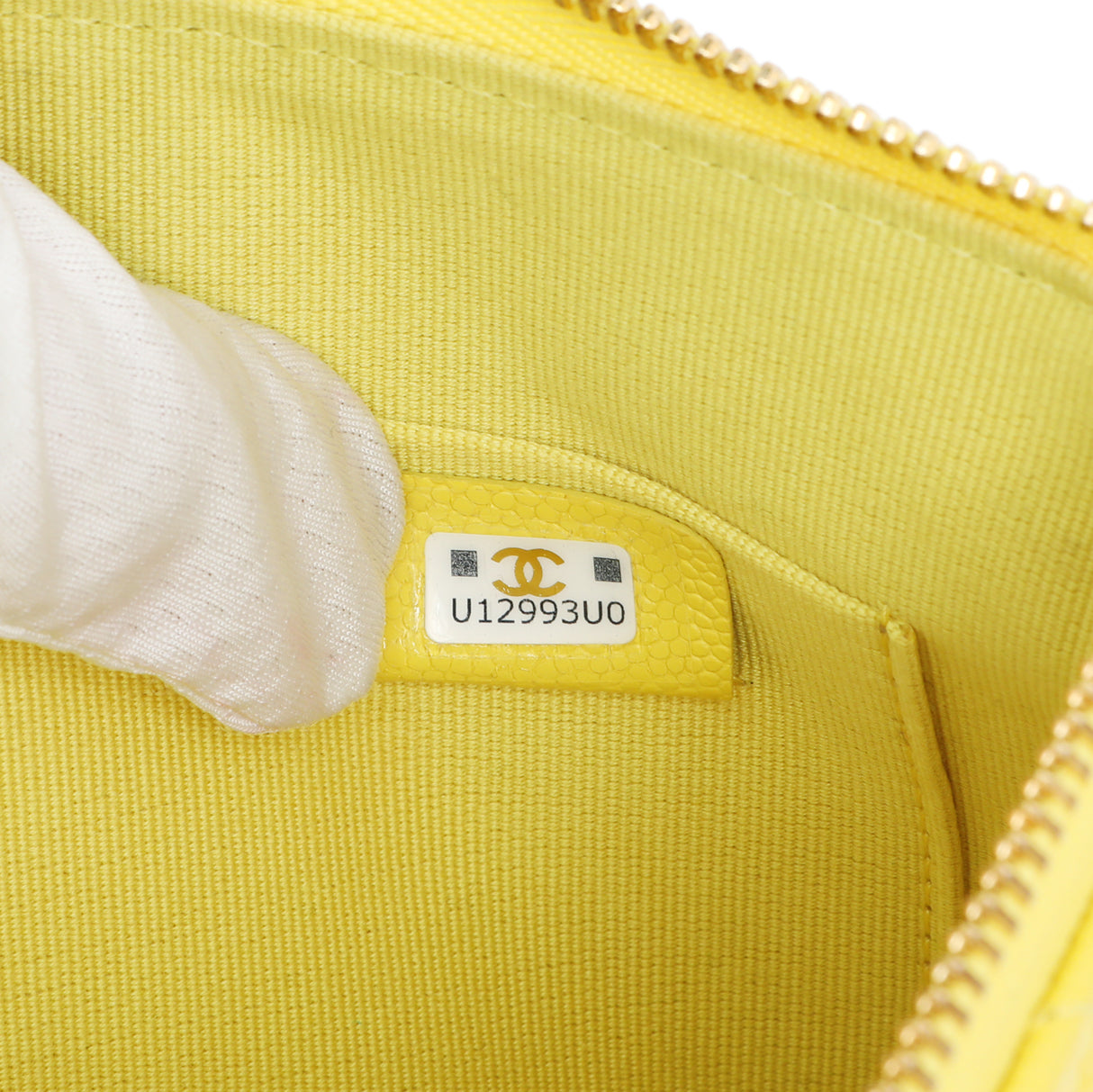 Chanel Yellow Quilted Caviar Cosmetic Case Accessories Chanel