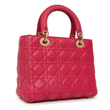 Christian Dior Pink Lambskin Cannage Medium Lady Dior