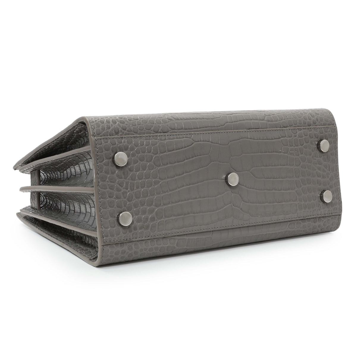 Saint Laurent Grey Croc Embossed Baby Sac De Jour Handbags Saint Laurent