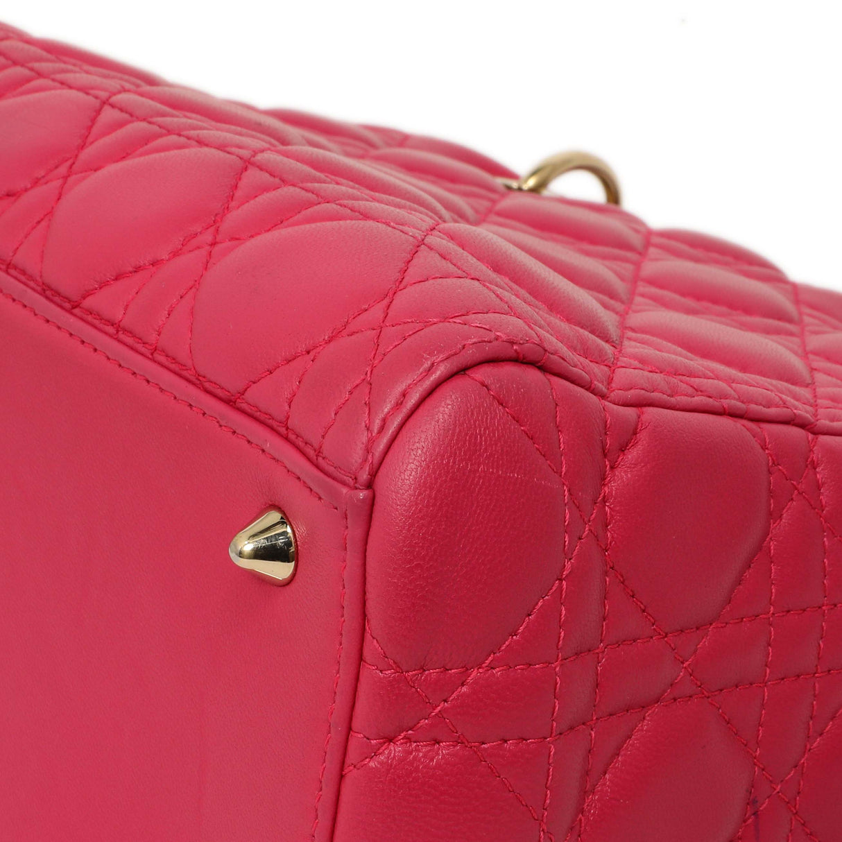 Christian Dior Pink Lambskin Cannage Medium Lady Dior