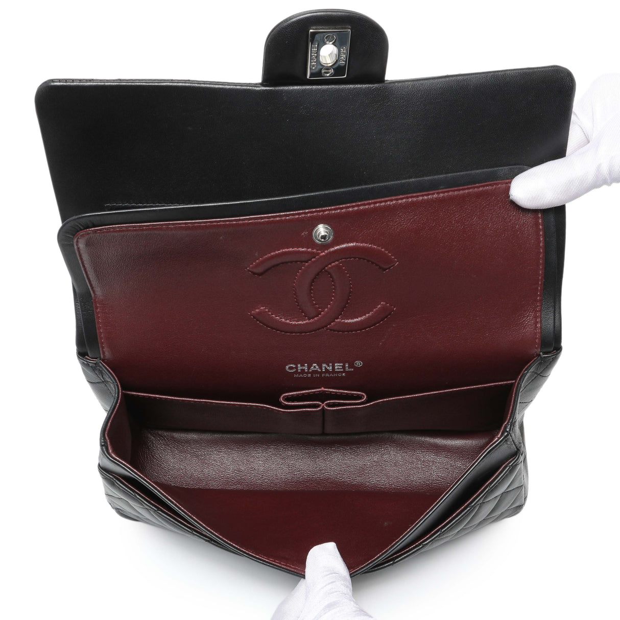 Chanel Black Quilted Lambskin Medium Double Flap Handbags Chanel