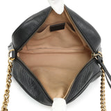 Gucci Black Calfskin Matelasse Small GG Marmont Chain Shoulder Bag Handbags Gucci