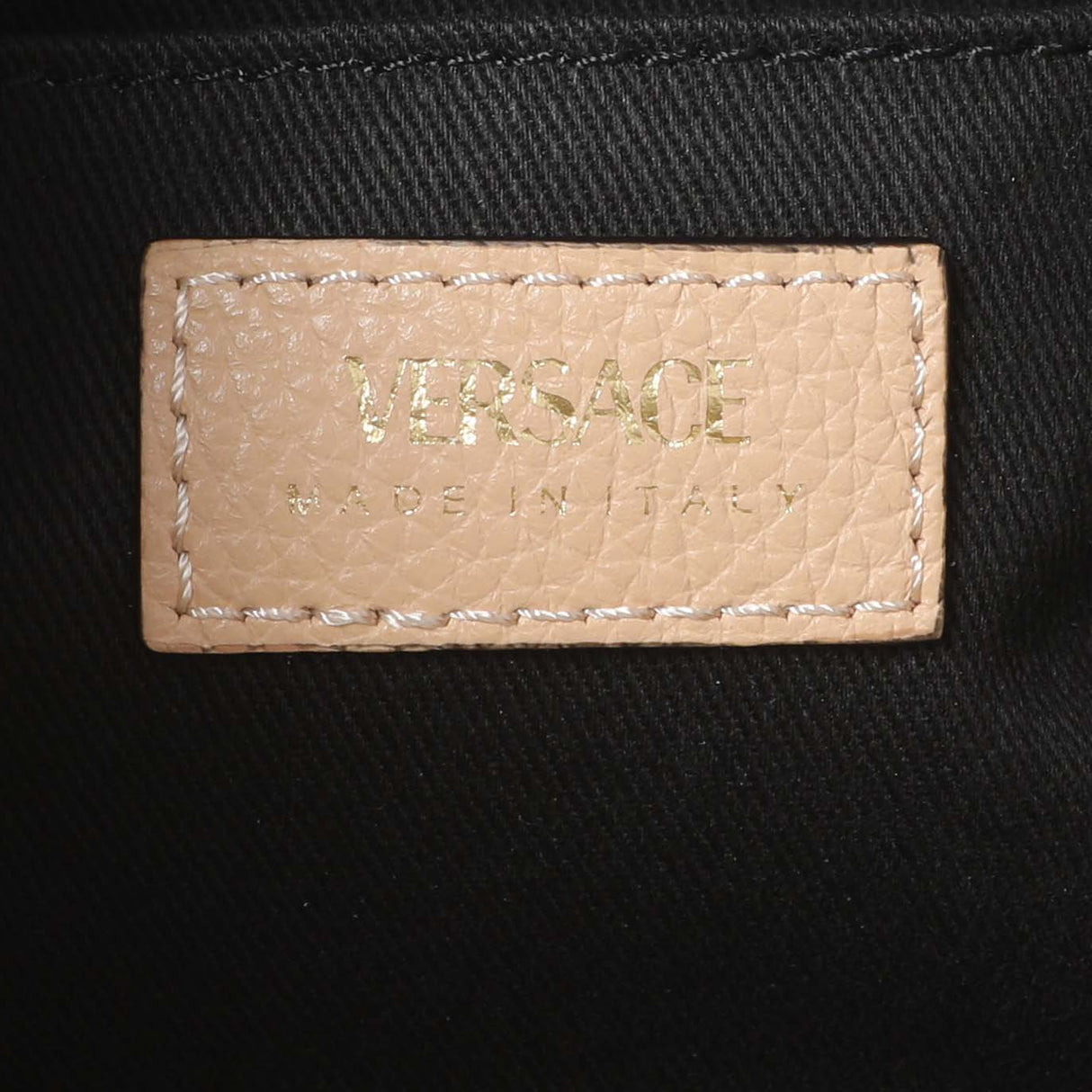 Versace Beige Grained Calfskin Virtus Hobo Handbags Versace