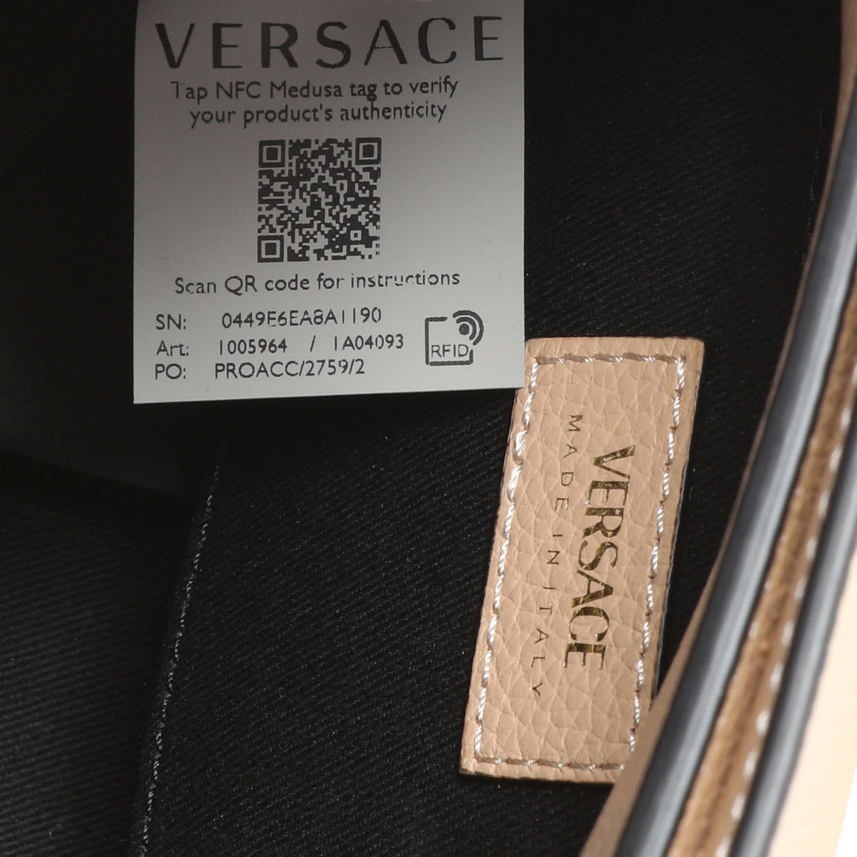 Versace Beige Grained Calfskin Virtus Hobo Handbags Versace