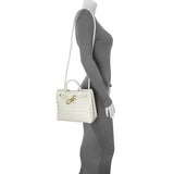 Bottega Veneta White Nappa Intrecciato Small Andiamo Shoulder Bag Handbags Bottega Veneta