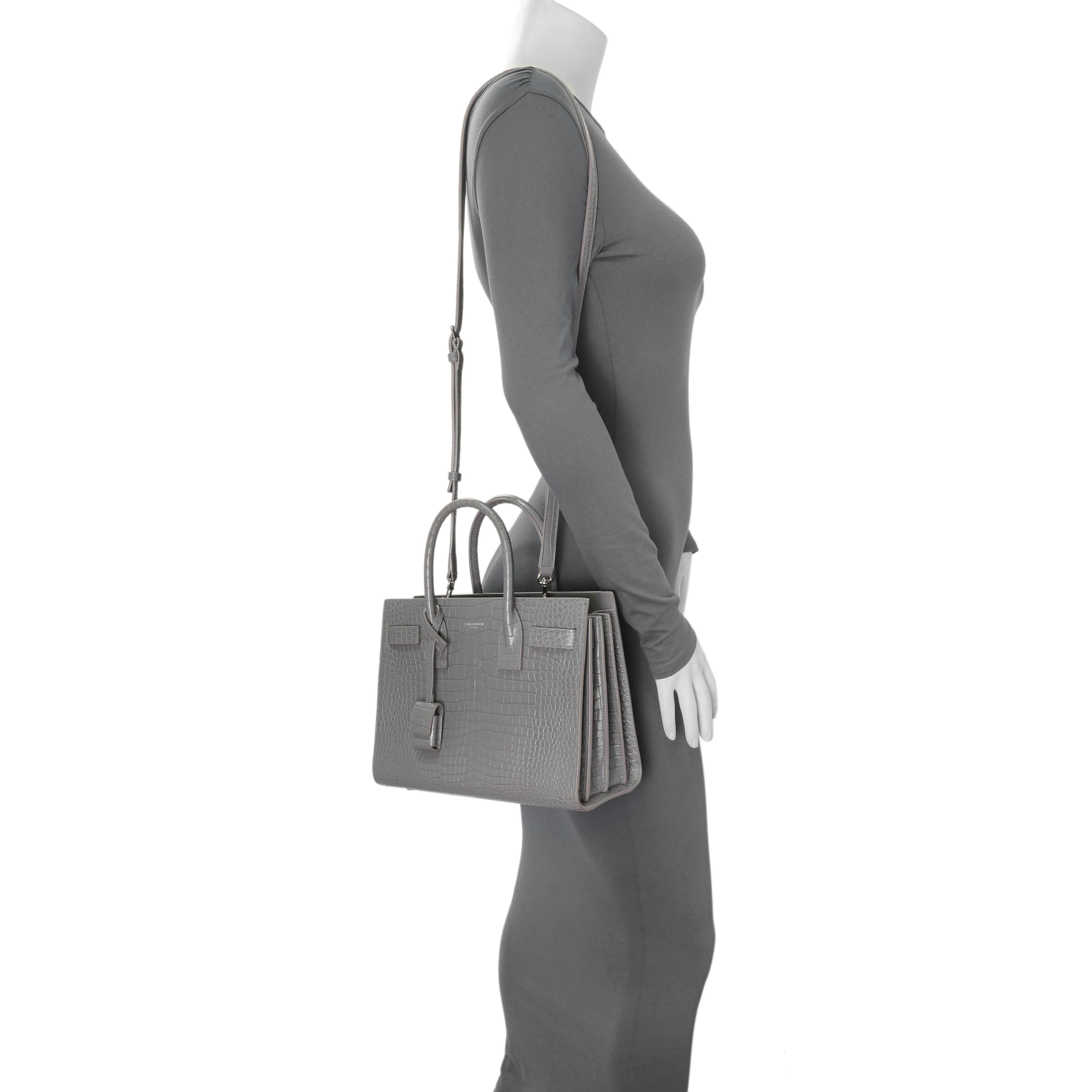Saint Laurent ハンドバッグ グレー Saint Laurent Grey Croc Embossed Baby Sac De Jour – Modaselle