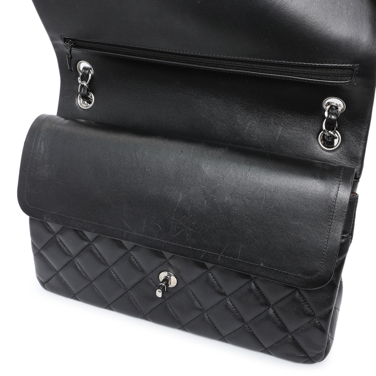 Chanel Black Quilted Lambskin Jumbo Double Flap Handbags Chanel