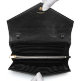 Saint Laurent Black Grain De Poudre Matelasse Chevron Monogram Chain Wallet Handbags Saint Laurent