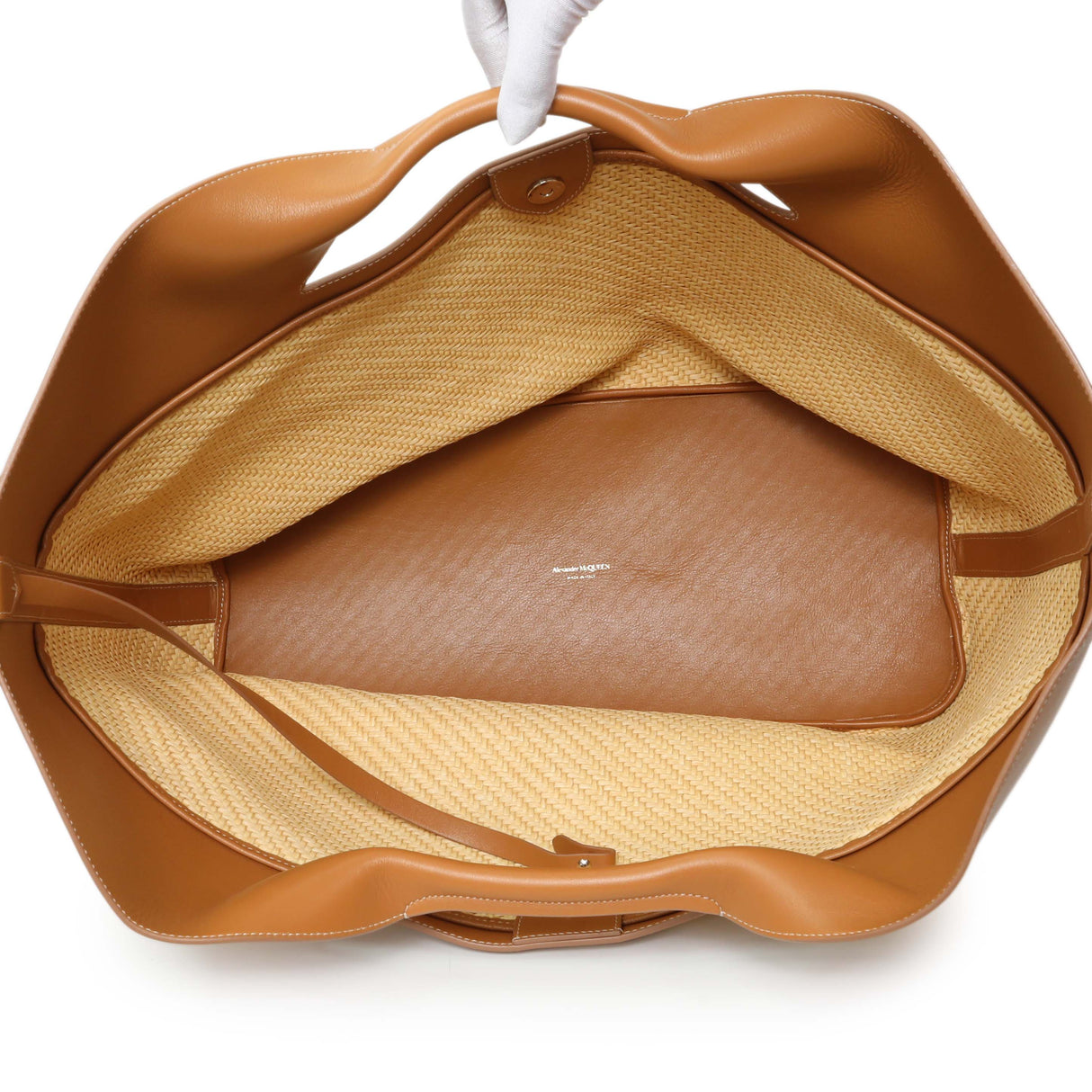 7 items Mon June 22 ⬆️Alexander McQueen Natural Tan Raffia Calfskin Large The Bow Bag Handbags Alexander McQueen