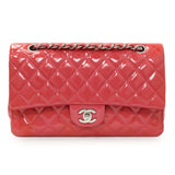 Chanel Coral Pink Patent Medium Double Flap Handbags Chanel