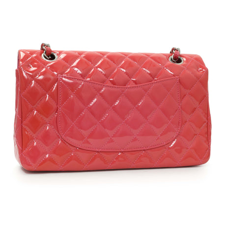 Chanel Coral Pink Patent Medium Double Flap Handbags Chanel