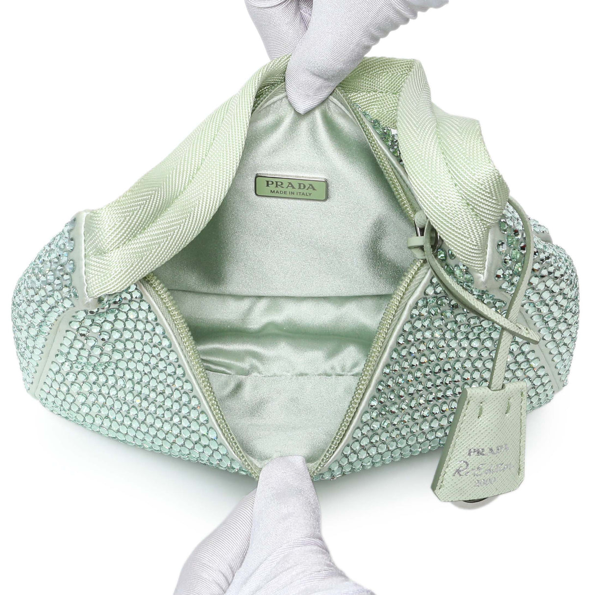 Prada Acqua Satin Crystal Mini Re-Edition 2000 Bag Handbags Prada