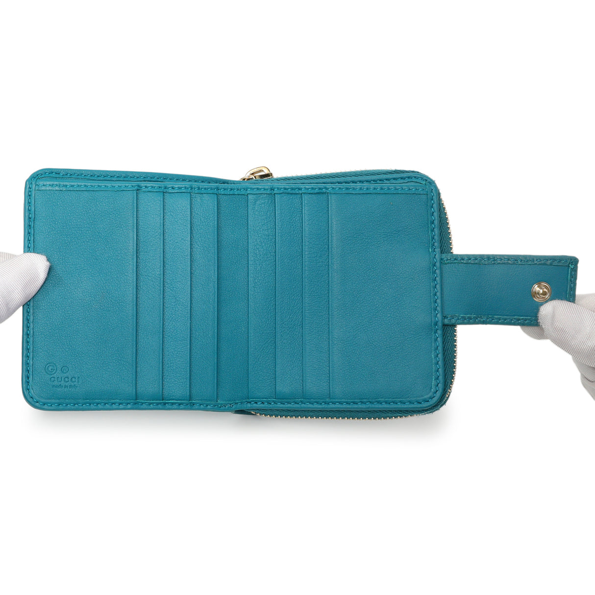 Gucci Teal Microguccissima Compact Wallet