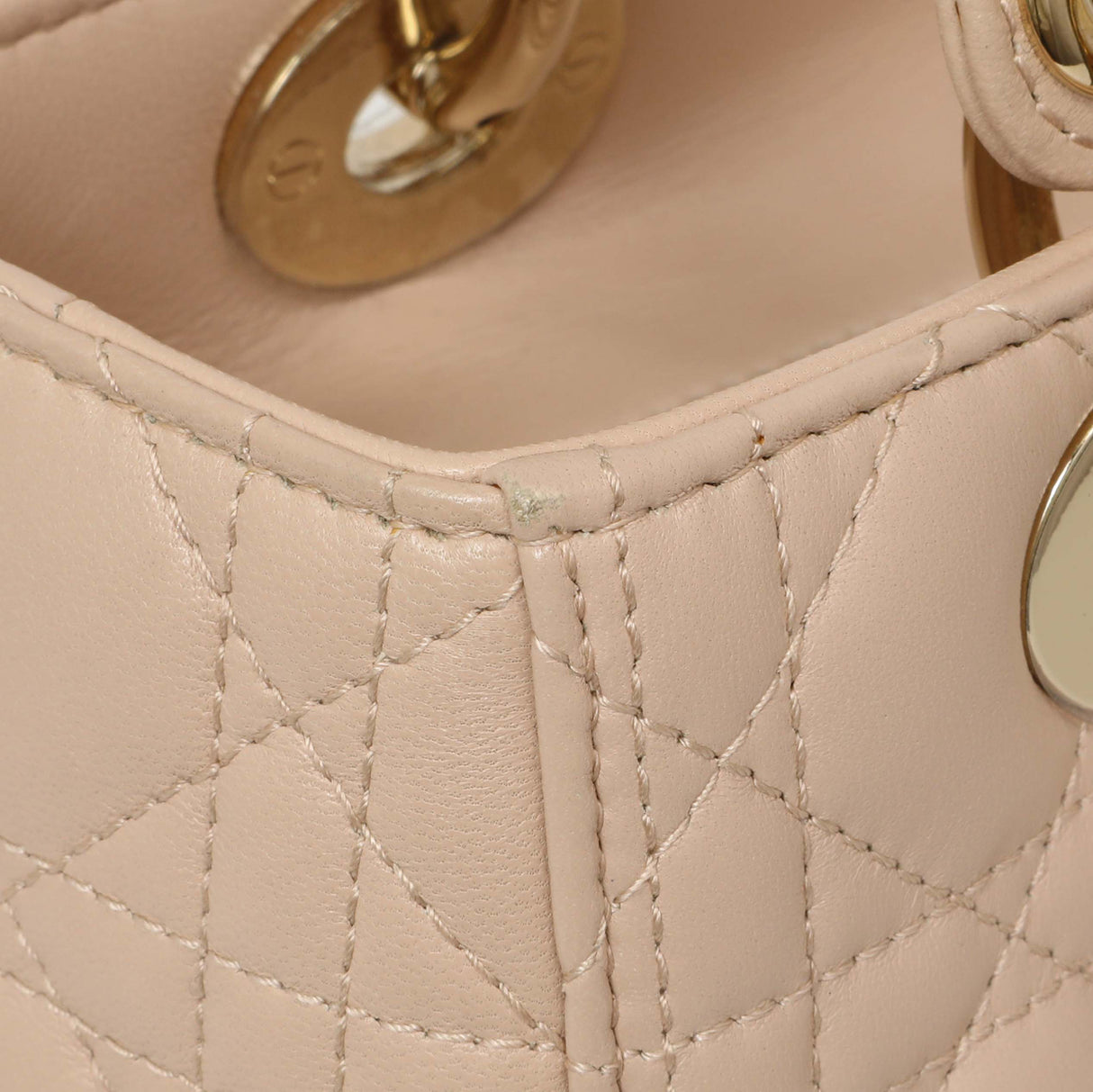 Christian Dior Light Pink Lambskin Cannage Medium Lady Dior