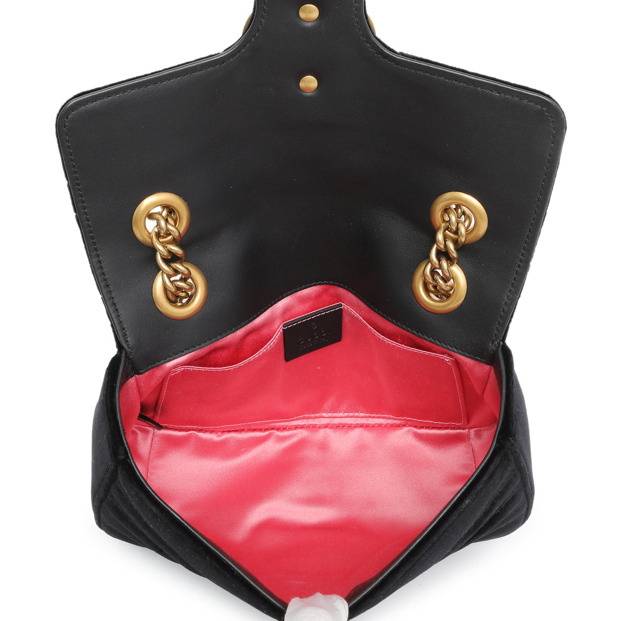 Gucci Black Velvet Matelasse Mini GG Marmont Shoulder Bag Handbags Gucci