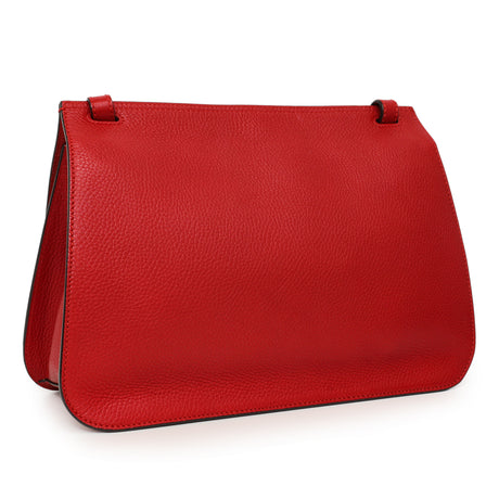 Gucci Hibiscus Red Calfskin Bamboo Daily Flap