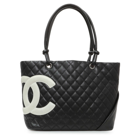 Chanel Black Quilted Cambon Tote Large Handbags Chanel