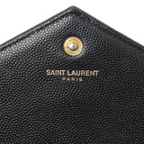 Saint Laurent Black Grain De Poudre Matelasse Chevron Monogram Chain Wallet Handbags Saint Laurent